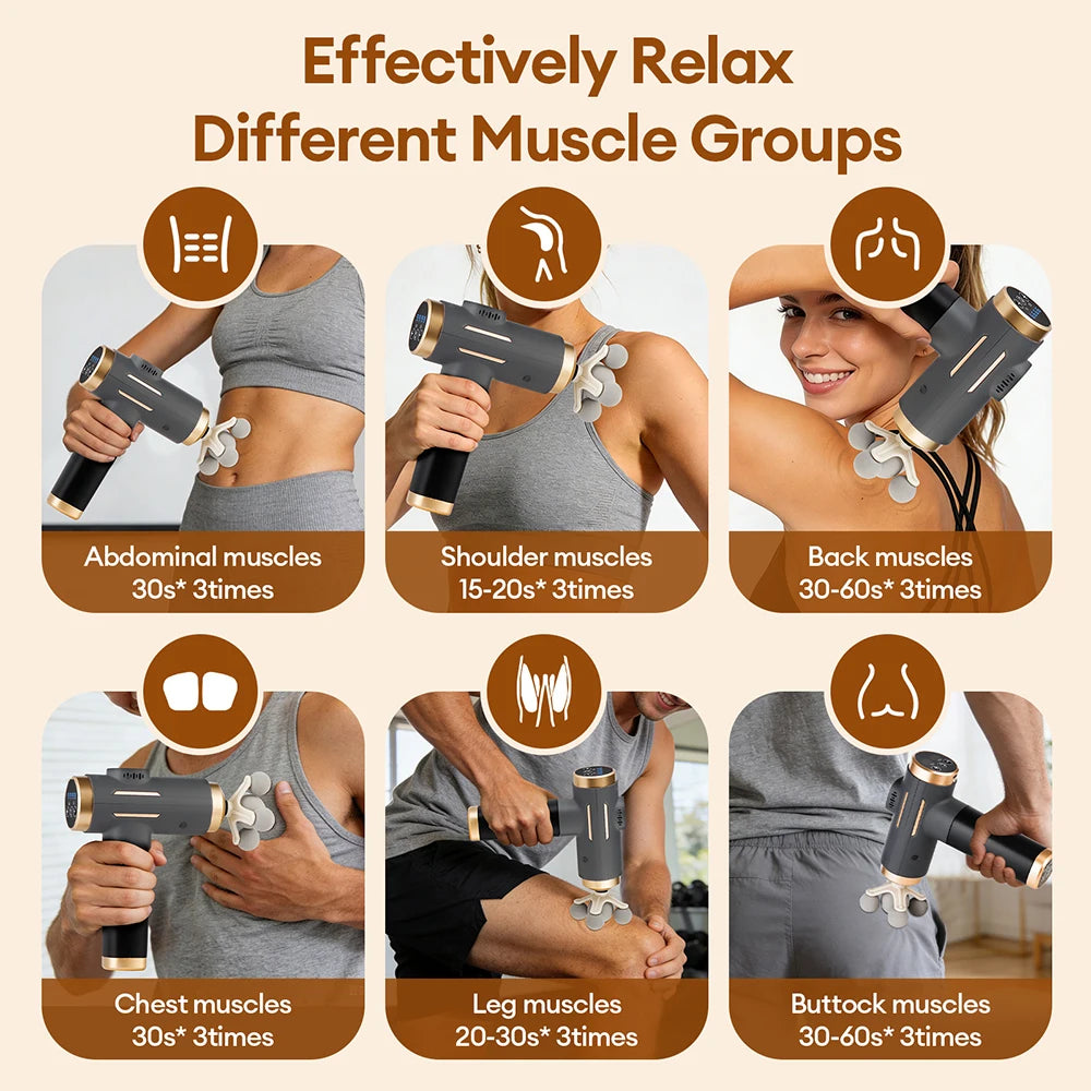 Portable Fascia Gun Multi-Head Deep Tissue Percussion Neck Back Body Massager Relaxation Fitness Slimming Muscle Massager