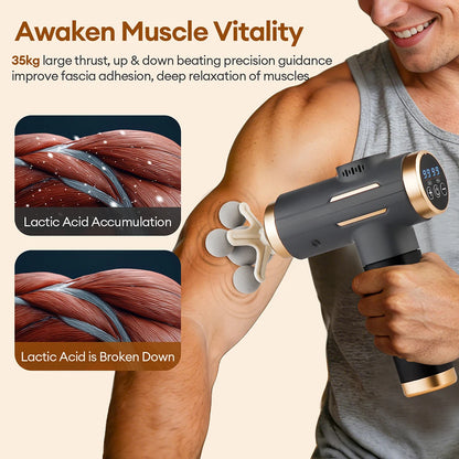 Portable Fascia Gun Multi-Head Deep Tissue Percussion Neck Back Body Massager Relaxation Fitness Slimming Muscle Massager