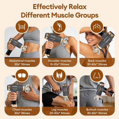 Portable Fascia Gun Multi-Head Deep Tissue Percussion Neck Back Body Massager Relaxation Fitness Slimming Muscle Massager